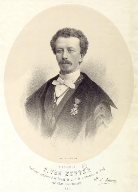 Portret uit 1881 van rechtsgeleerde en rector Polynice Van Wetter (1844-1925)  die zich tegen de vernederlandsing van de Gentse universiteit kantte (Collectie Universiteitsbibliotheek Gent).