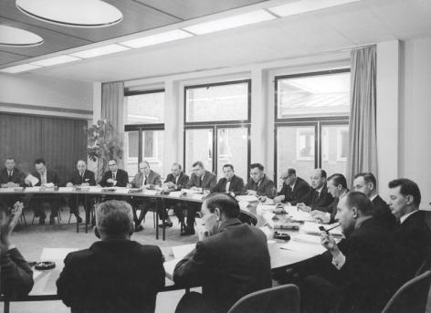 Viering 10 jaar Seminarie voor Productiviteitsstudie en -Onderzoek 1963 (Collectie Universiteitsarchief Gent - foto I.M.P.F.). 