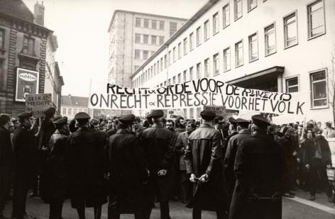 Studentenprotest in maart 1969 (Collectie Universiteitsarchief Gent - foto Renaat Willockx).
