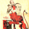 Het Franstalige blad Fantasia stelt de 'drie kraaiende hanen' Van Cauwelaert, Franck en Huysmans spottend voor als een driekoppige Vlaamse leeuw, verwijzend naar het mythische monster Hydra waarvan een afgehakt hoofd dubbel teruggroeit (Collectie ADVN)