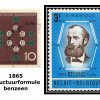 De beroemde benzeenstructuur prijkt op postzegels in België en Bondsrepubliek Duitsland naar aanleiding van de honderdste verjaardag van de formulering door Kekulé in 1865.