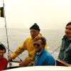 Geograaf Frans Snacken (2de van links) op excursie op de Westerschelde in 1986. Hij was tevens zeer actief binnen de wereld van de zeescouts in België en richtte o.a. de Gentse afdeling 'De Wilde Eend' op (foto uit privé-archief Marc Van Antrop).