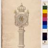 Ontwerptekening voor de fasces van de Gentse universiteit door Lieven de Bast uit 1816 (Collectie Universiteitsarchief Gent, © Nationaal Archief Den Haag).