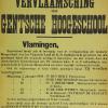 De campagne voor de vernederlandsing van de Gentse universiteit bracht aan de vooravond van Wereldoorlog I de hele Vlaamse Beweging op de been. Tot in de Gentse wijken werd er propaganda gevoerd (Collectie AMVC-Letterenhuis).