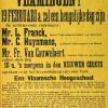 De &#039;drie kraaiende hanen&#039; Frans van Cauwelaert, Camille Huysmans en Louis Franck waren het uithangbord van de vooroorlogse campagne voor de vernederlandsing van Gent. Hun komst naar het Nieuwe Cirkus in Gent was groot nieuws (Collectie AMVC-Letterenhuis).
