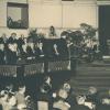 Koning Boudewijn, Camille Huysmans en Frans Van Cauwelaert ontvangen in 1956 een eredoctoraat tijdens de viering van 25 jaar vernederlandsing van de Gentse universiteit (Collectie Universiteitsarchief Gent - foto A. Van Lancker).