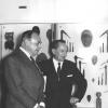 Rector Jan-Jacques Bouckaert en professor Jan Vandenhoute bij de opening van het Oudheidkundig Museum in de Blandijn in 1968 (Collectie Universiteitsarchief Gent).