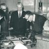 Opening van het vernieuwde en uitgebreide Museum voor de Geschiedenis van de Wetenschappen aan de Korte Meer 7 en 9, met rechts minister Piet Vermeylen (Collectie Universiteitsarchief Gent, © De Cae - foto De Cae).