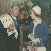 Rector Jan-Jacques Bouckaert in gesprek met koningin Fabiola in de salons van het Huis Van Crombrugghe tijdens de viering van 150 jaar UGent in 1967 (Collectie Universiteitsarchief Gent - foto R. Masson).