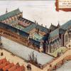 Perspectieftekening van Sanderus van de kloostergebouwen van Het Pand, de Sint-Michielskerk en de Leie uit de 17de eeuw (Collectie Universiteitsarchief Gent).