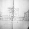 Plan van de ingang van de Bijlokekliniek van architect Adolphe Pauli, voltooid in 1878 (Collectie Universiteitsarchief Gent).