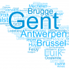 Wordmap van de herkomst Belgische professoren UGent 1817-1960
