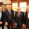 Directeurs van het Museum voor de Geschiedenis van de Wetenschappen bij het 50-jarig bestaan in 2015: vlnr. Danny Segers (2006-2016), Jos Uyttenhove (2001-2006), Maurice Dorikens (1995-2001) en Frans Lox (1985-1995) (©Sascha Gowy, collectie Beeldbank)